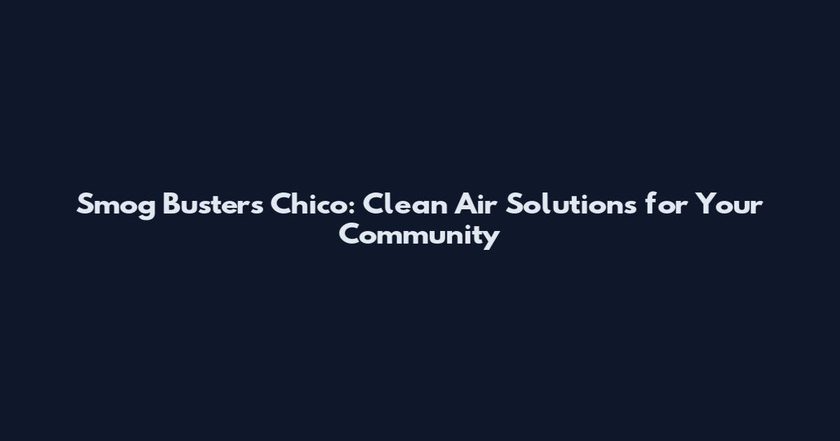 Smog Busters Chico: Clean Air Solutions for Your Community