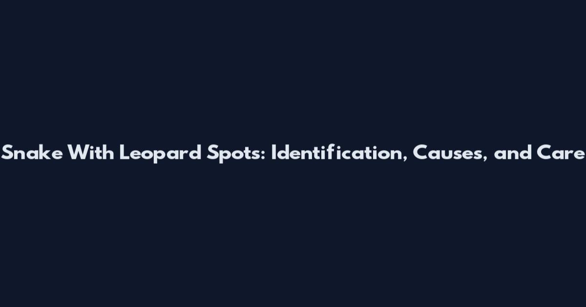 Snake With Leopard Spots: Identification, Causes, and Care