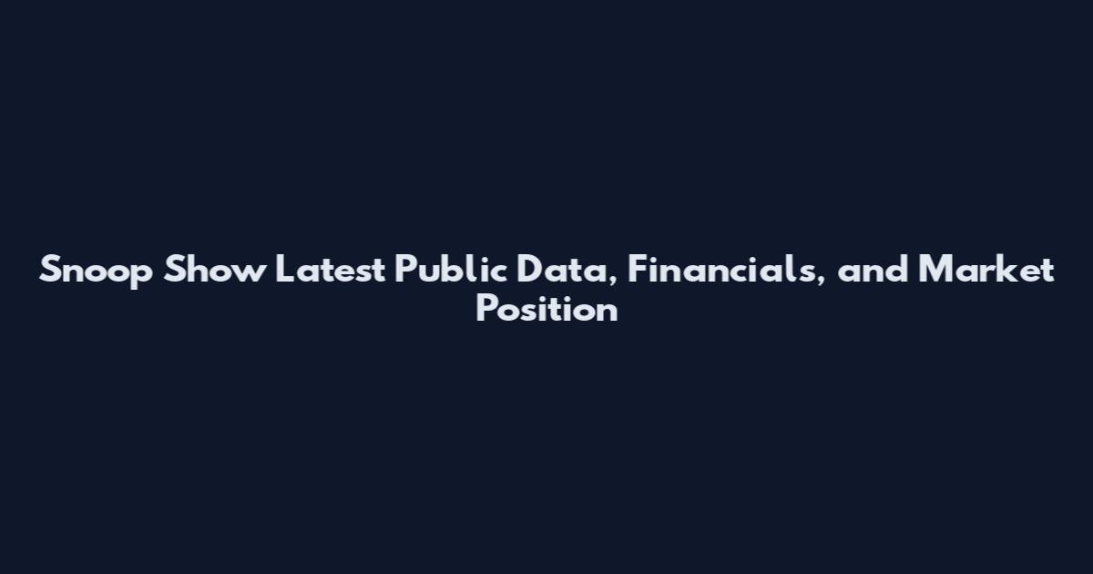 Snoop Show Latest Public Data, Financials, and Market Position