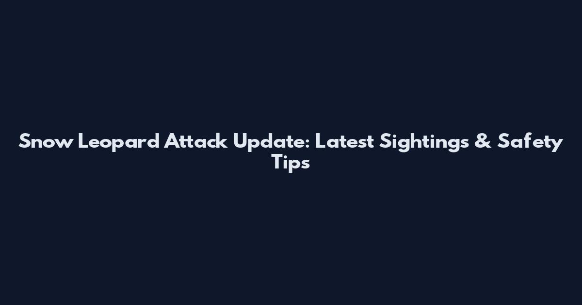 Snow Leopard Attack Update: Latest Sightings & Safety Tips