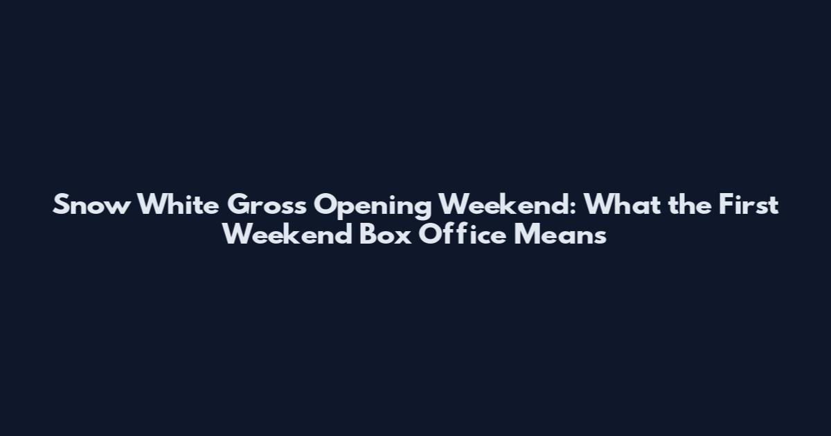 Snow White Gross Opening Weekend: What the First Weekend Box Office Means