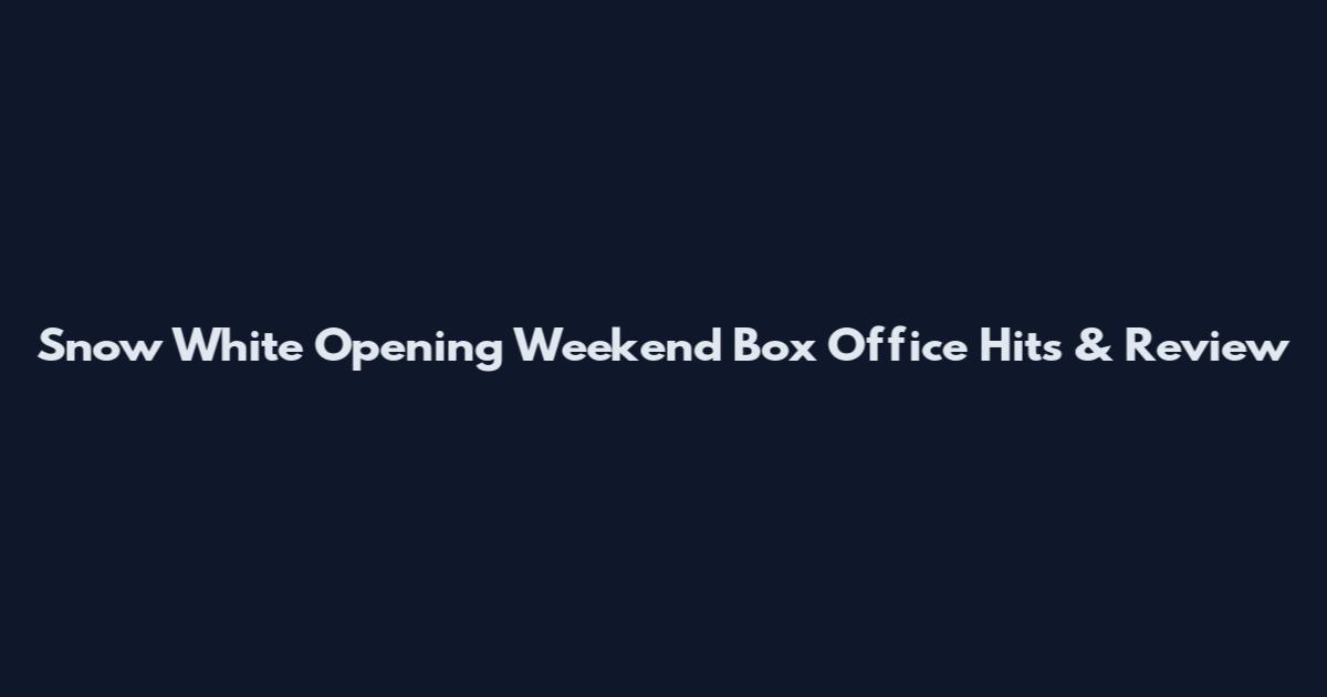 Snow White Opening Weekend Box Office Hits & Review