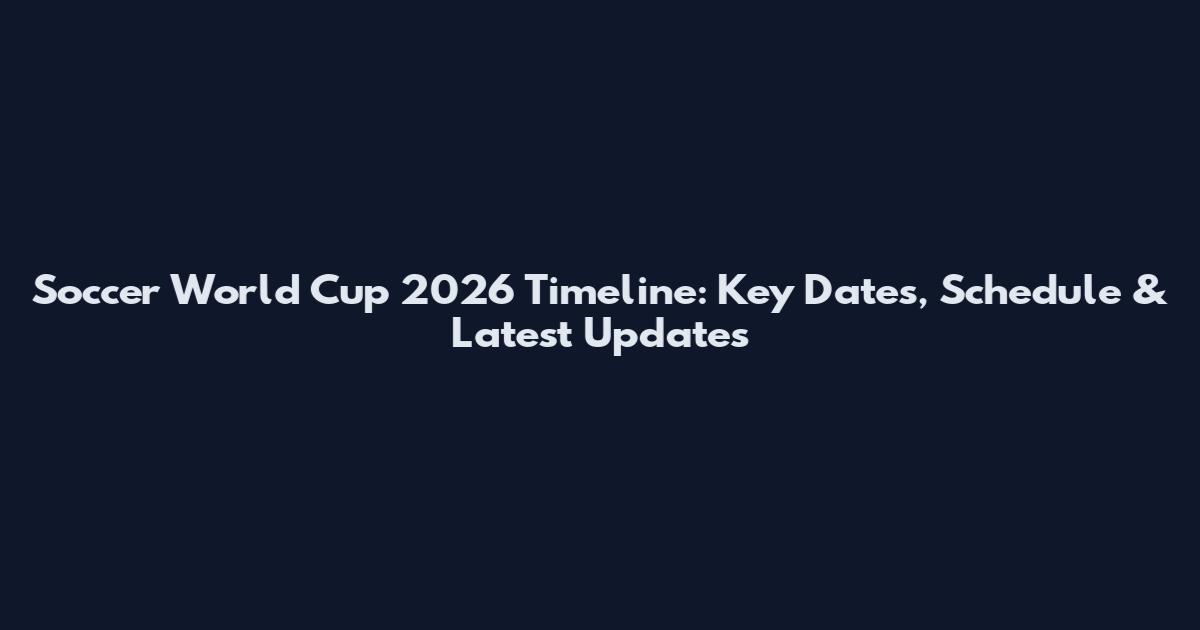 Soccer World Cup 2026 Timeline: Key Dates, Schedule & Latest Updates