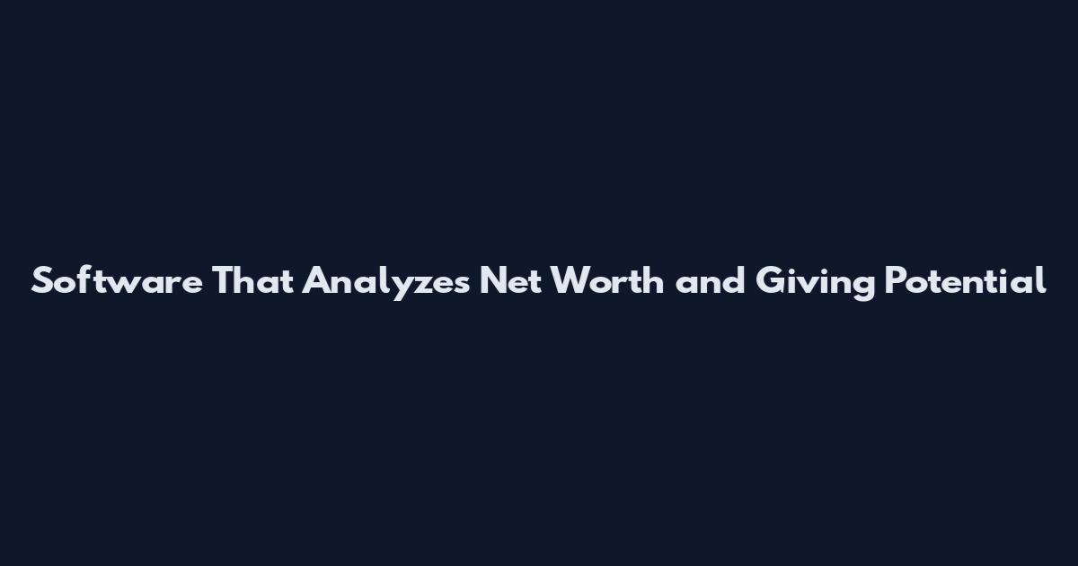 Software That Analyzes Net Worth and Giving Potential