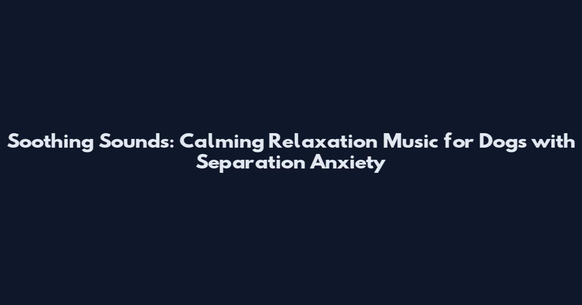 Soothing Sounds: Calming Relaxation Music for Dogs with Separation Anxiety