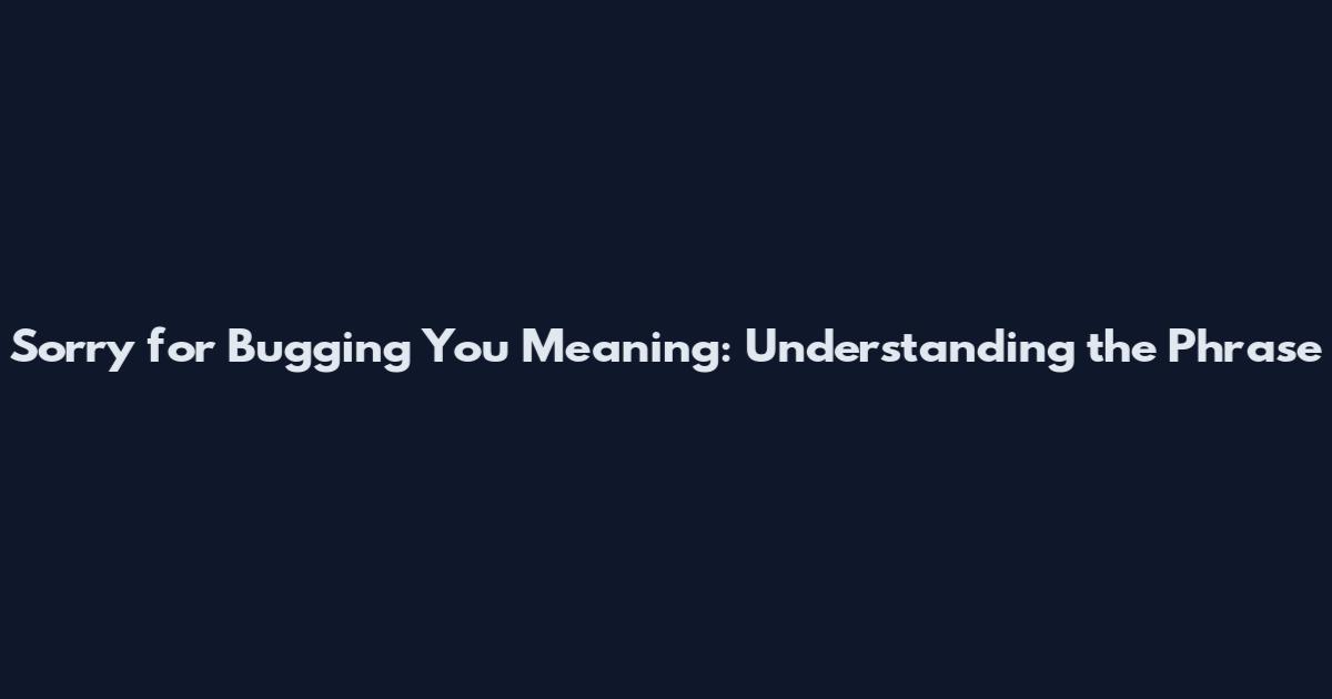 Sorry for Bugging You Meaning: Understanding the Phrase