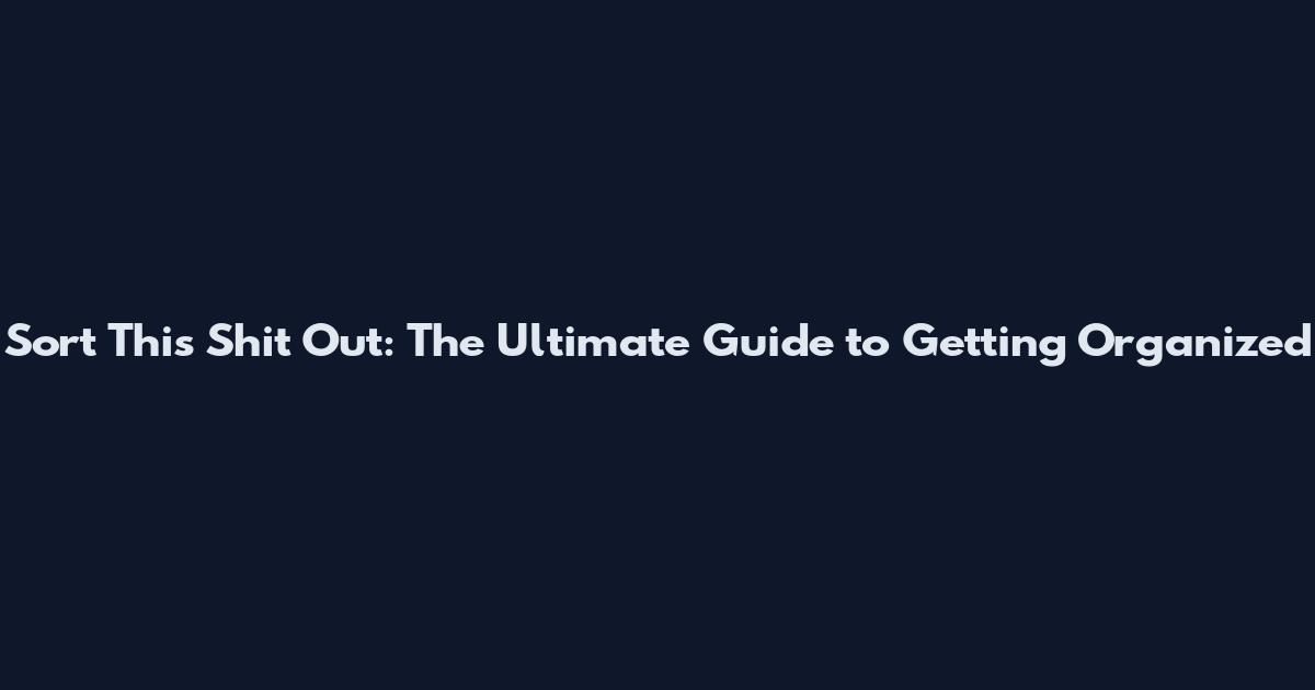 Sort This Shit Out: The Ultimate Guide to Getting Organized