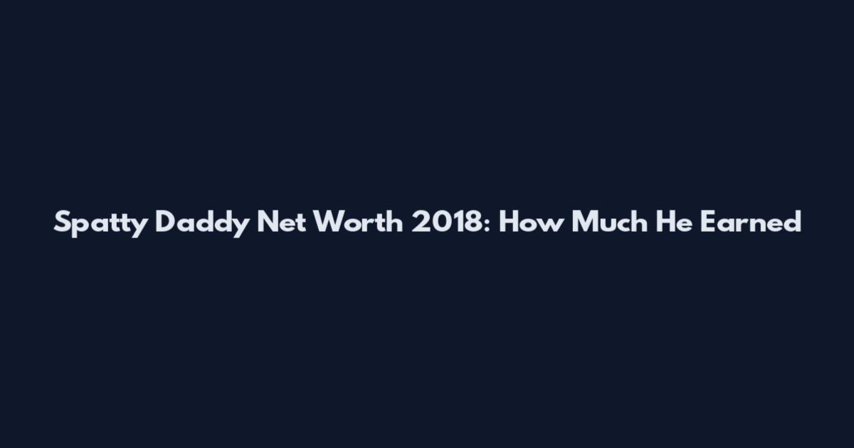 Spatty Daddy Net Worth 2018: How Much He Earned