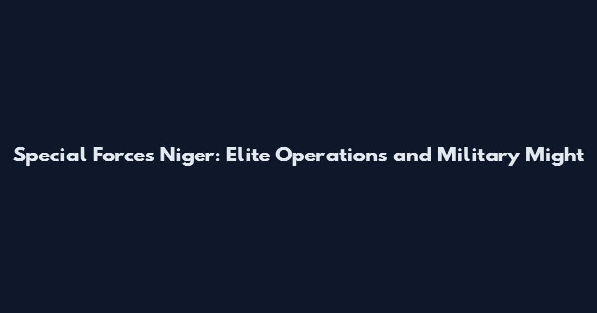 Special Forces Niger: Elite Operations and Military Might