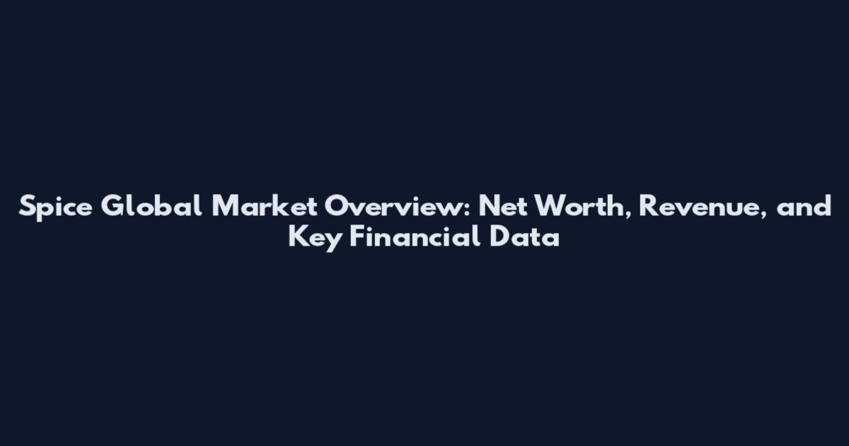Spice Global Market Overview: Net Worth, Revenue, and Key Financial Data