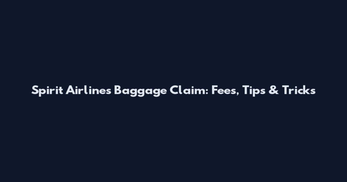 Spirit Airlines Baggage Claim: Fees, Tips & Tricks