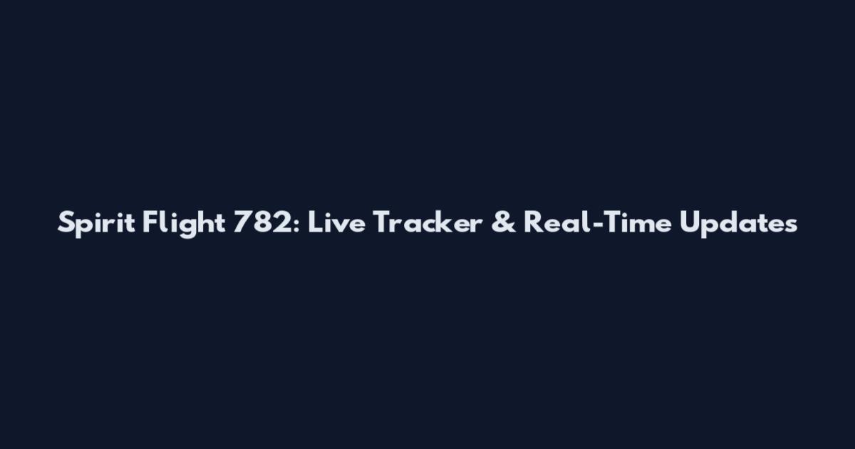 Spirit Flight 782: Live Tracker & Real-Time Updates