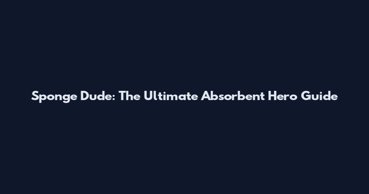 Sponge Dude: The Ultimate Absorbent Hero Guide
