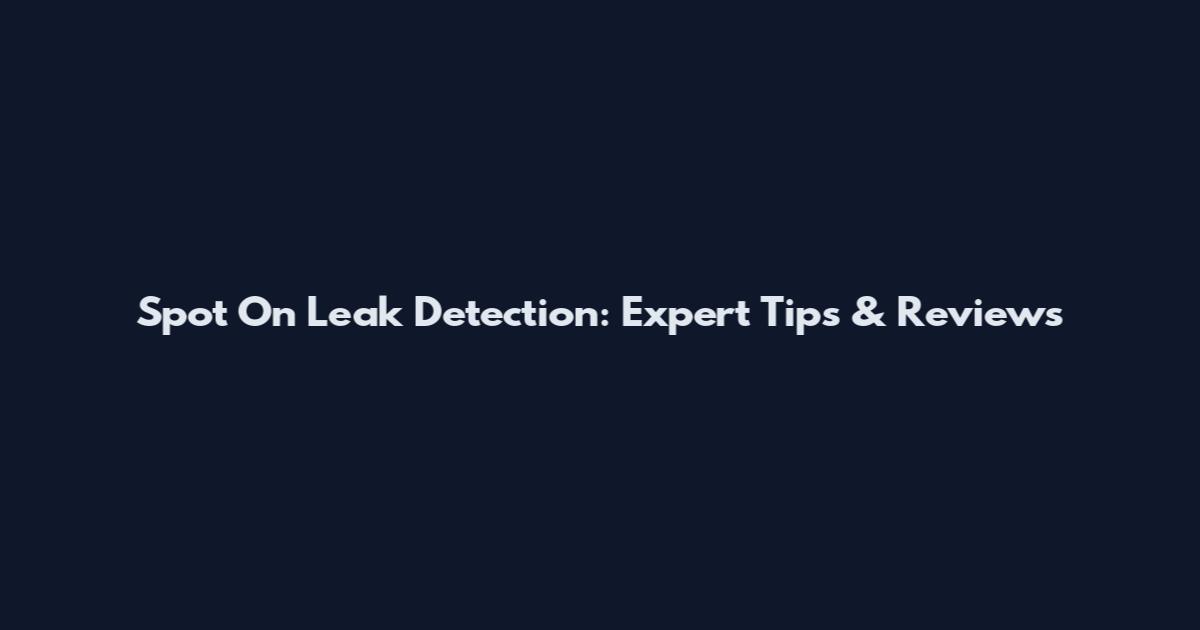 Spot On Leak Detection: Expert Tips & Reviews