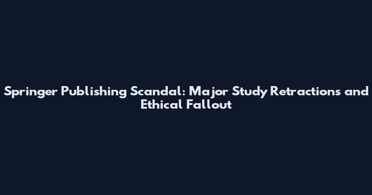 Springer Publishing Scandal: Major Study Retractions and Ethical Fallout