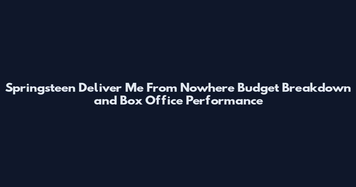 Springsteen Deliver Me From Nowhere Budget Breakdown and Box Office Performance