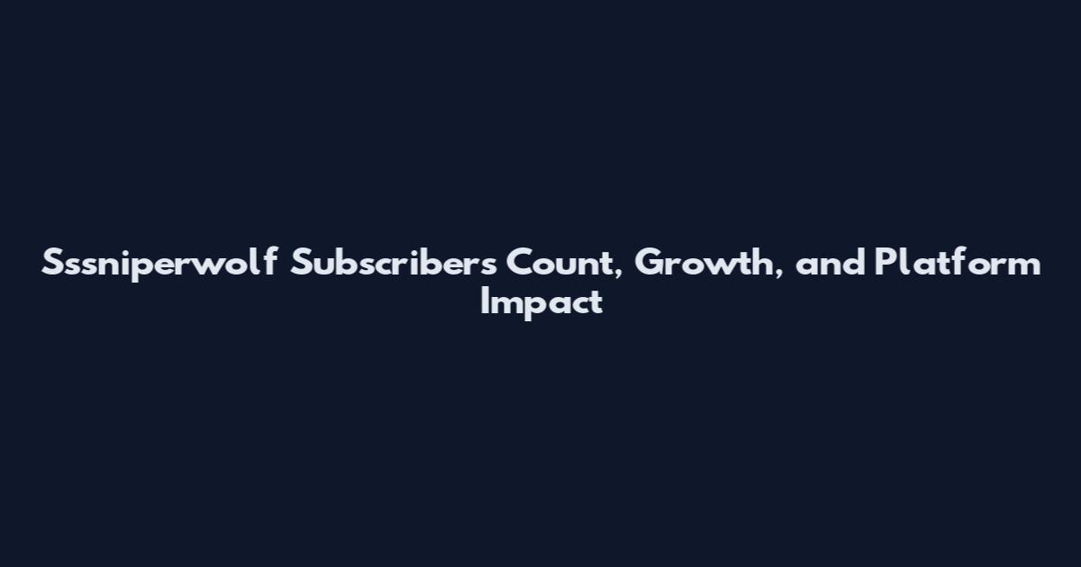 Sssniperwolf Subscribers Count, Growth, and Platform Impact