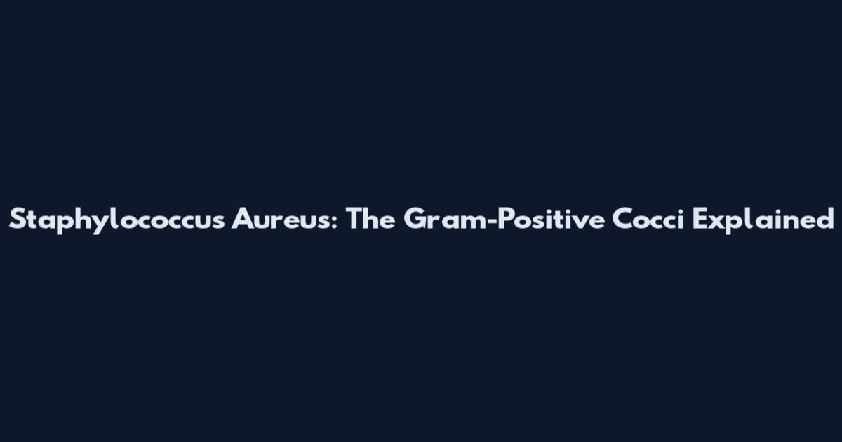 Staphylococcus Aureus: The Gram-Positive Cocci Explained