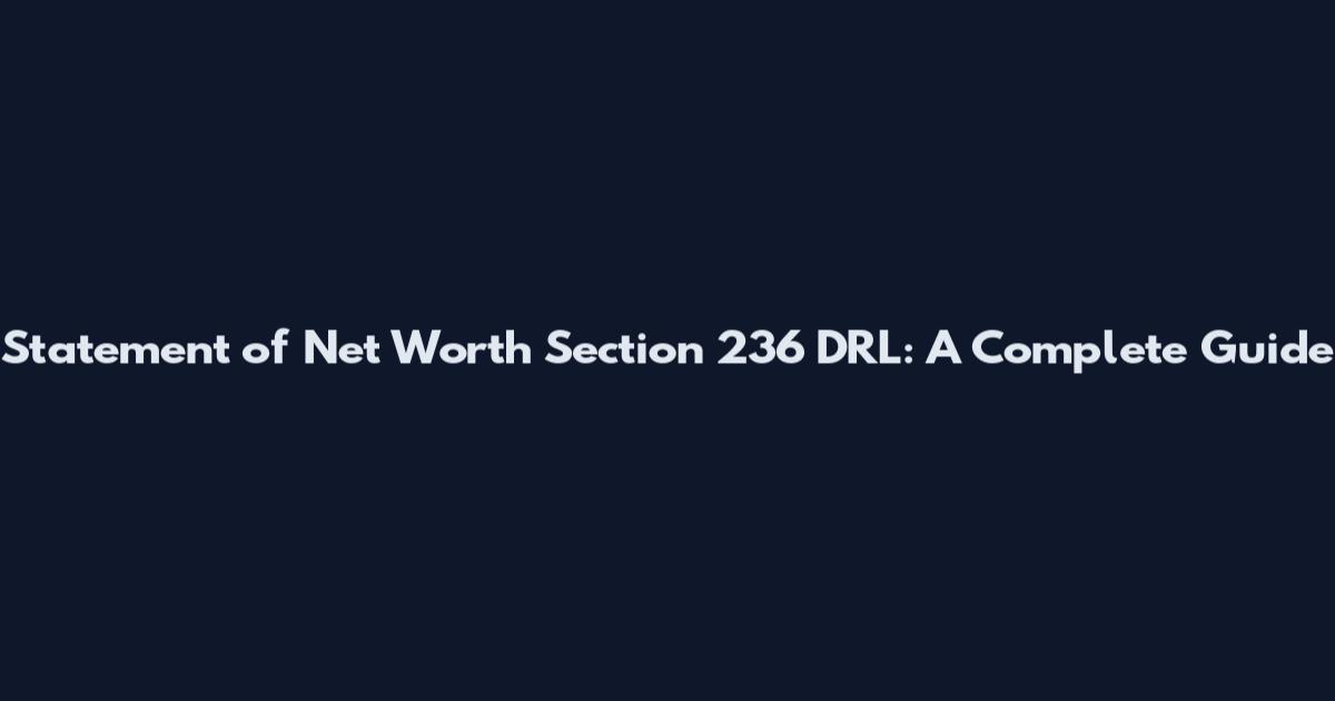 Statement of Net Worth Section 236 DRL: A Complete Guide