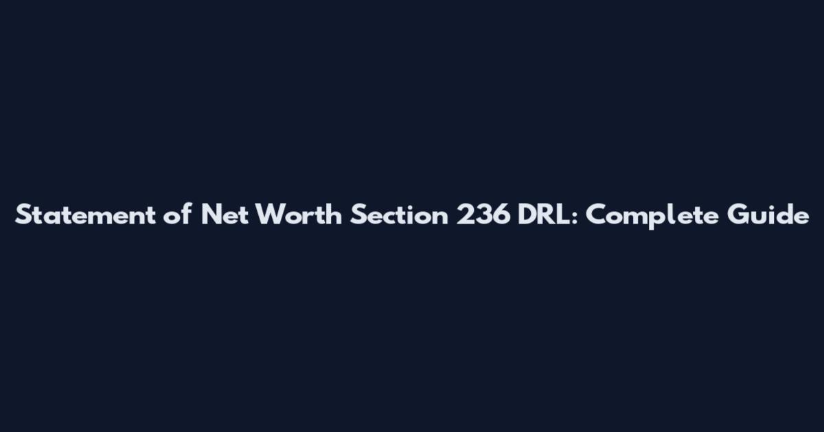 Statement of Net Worth Section 236 DRL: Complete Guide