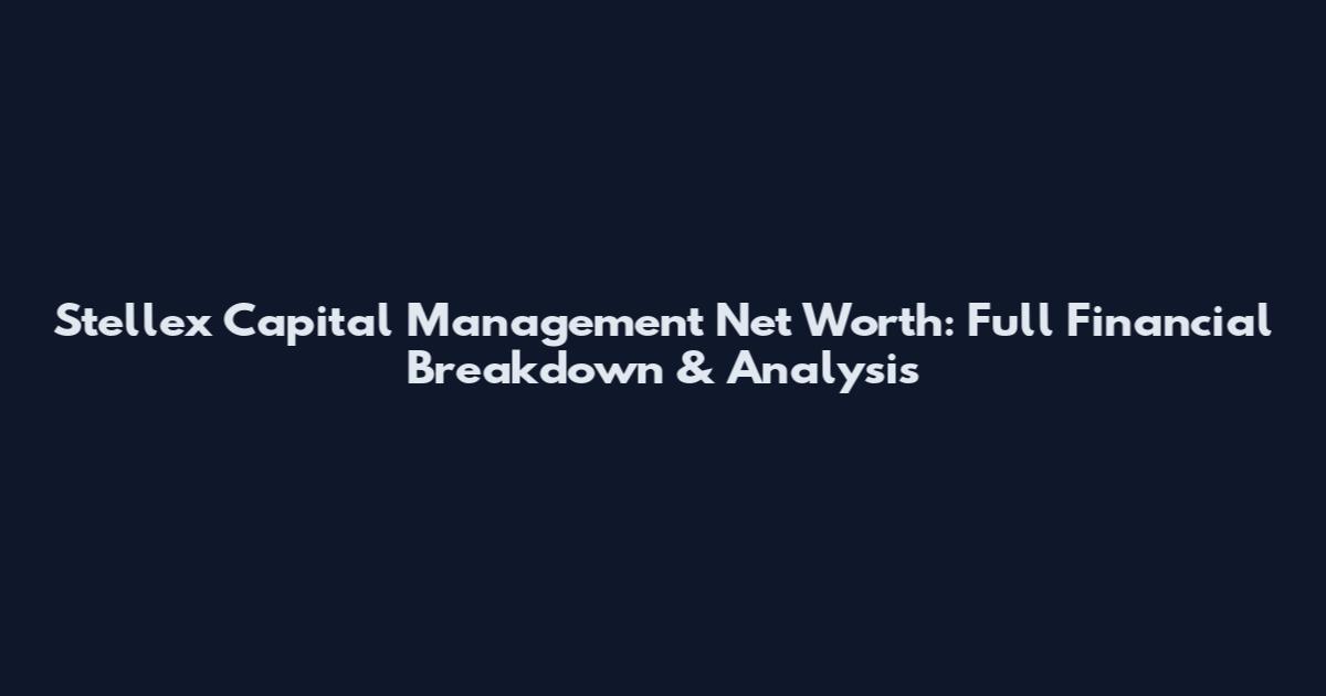 Stellex Capital Management Net Worth: Full Financial Breakdown & Analysis