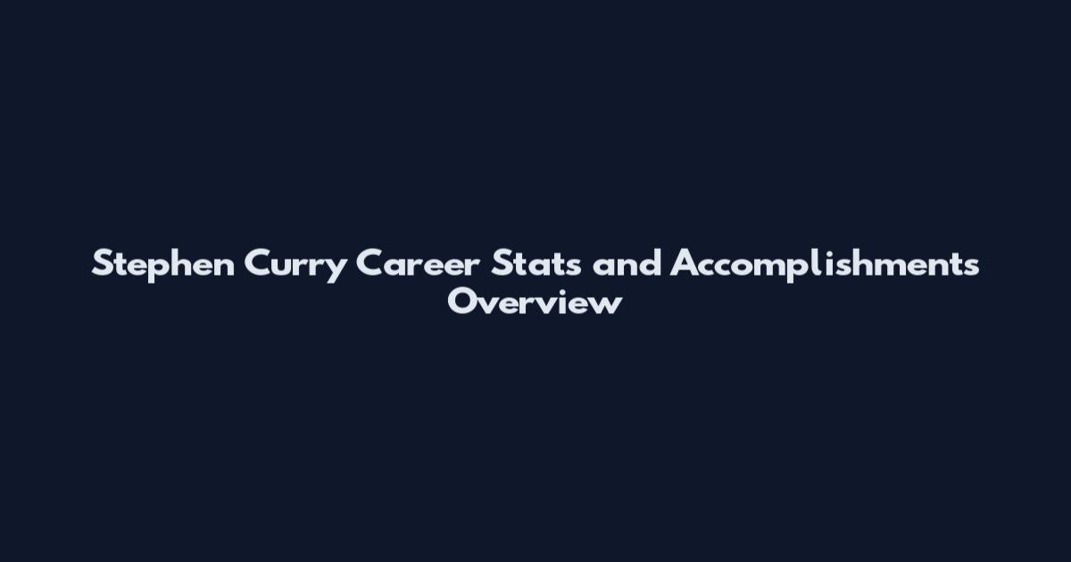 Stephen Curry Career Stats and Accomplishments Overview