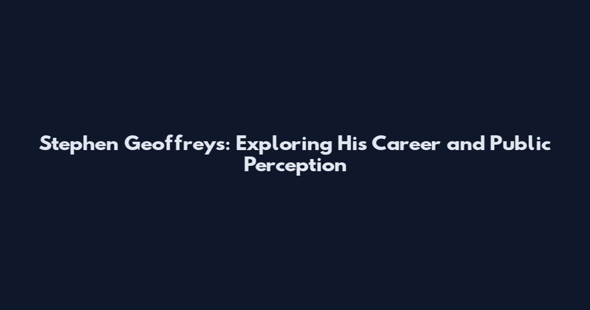 Stephen Geoffreys: Exploring His Career and Public Perception