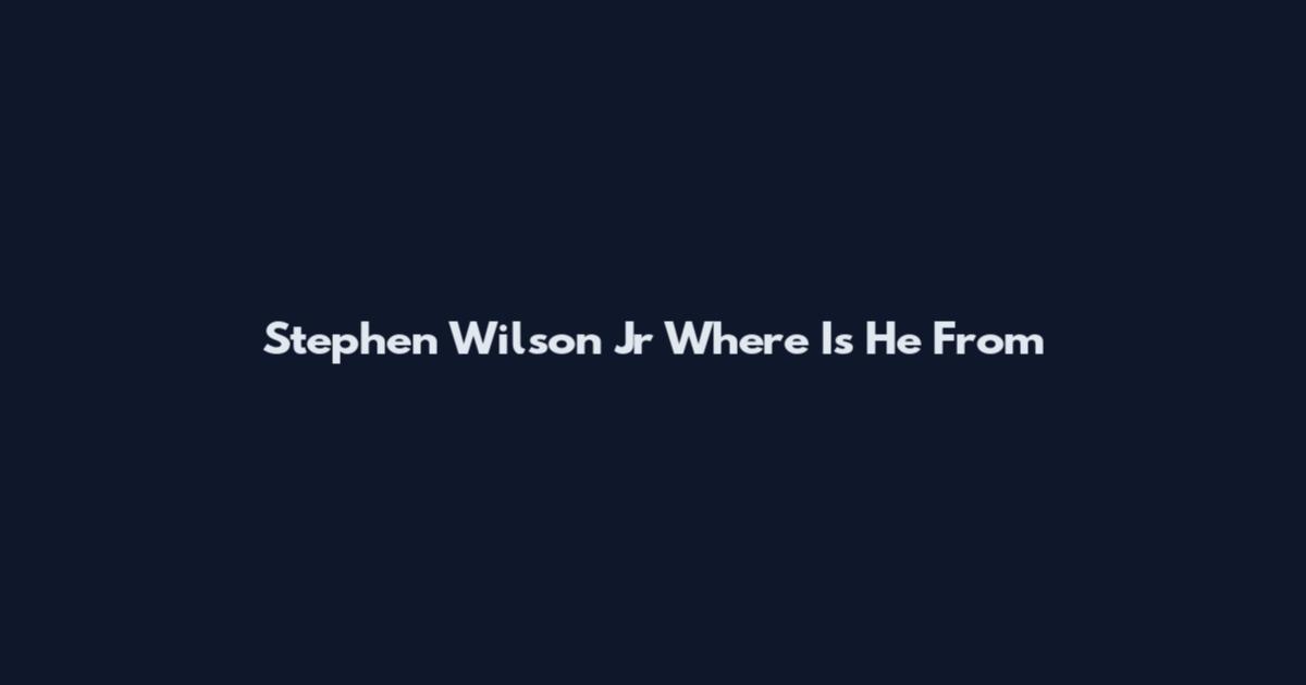 Stephen Wilson Jr Where Is He From