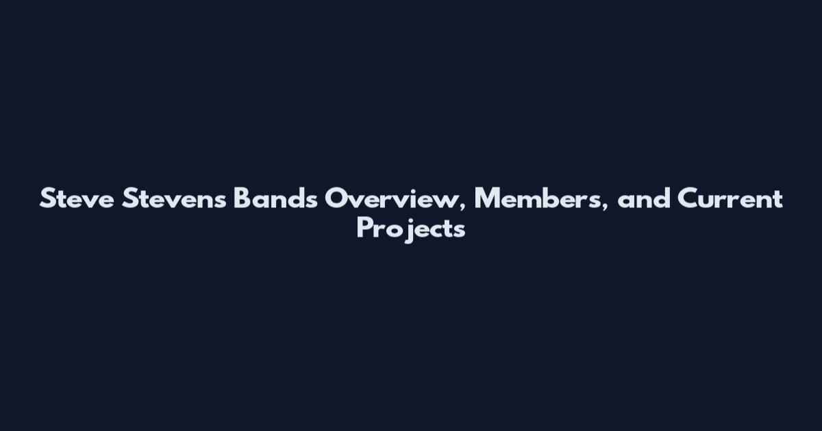 Steve Stevens Bands Overview, Members, and Current Projects