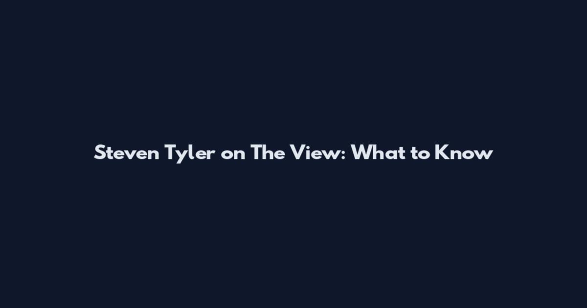 Steven Tyler on The View: What to Know