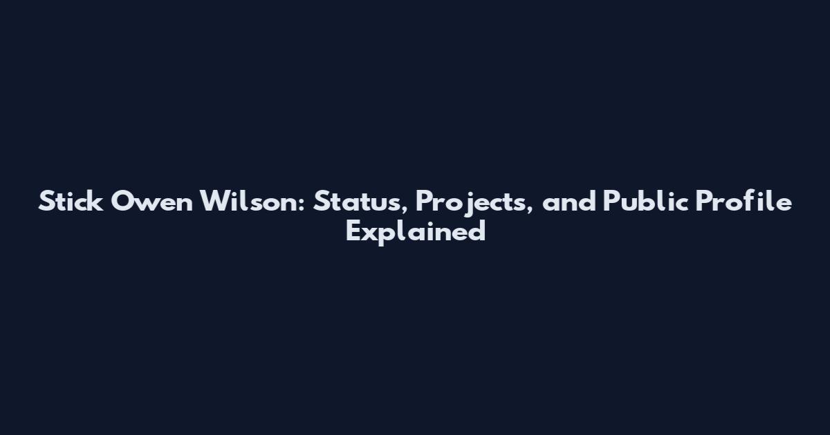 Stick Owen Wilson: Status, Projects, and Public Profile Explained
