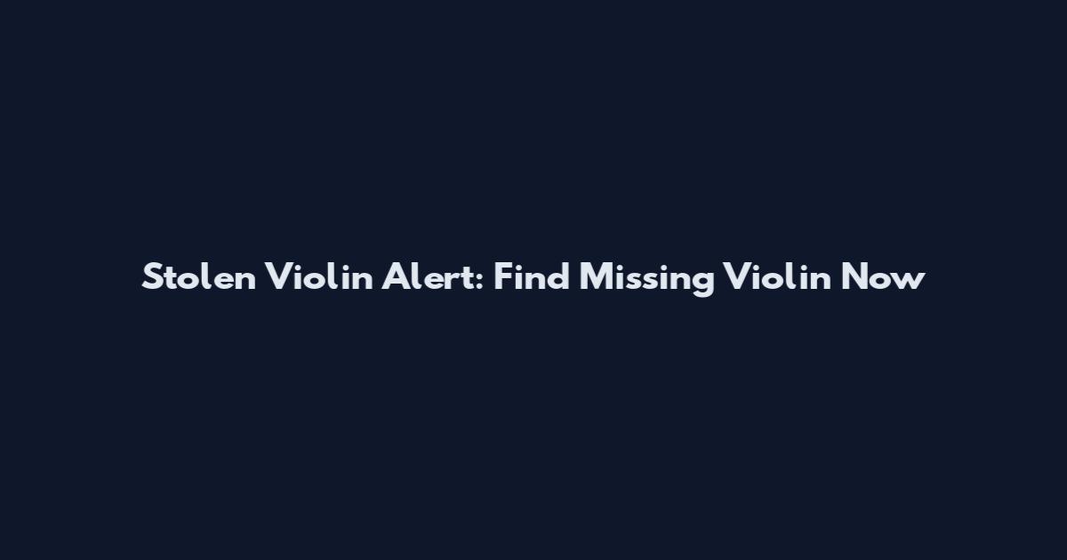 Stolen Violin Alert: Find Missing Violin Now