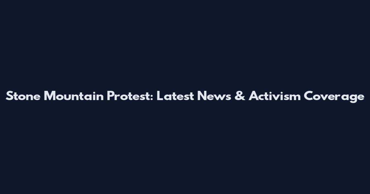 Stone Mountain Protest: Latest News & Activism Coverage
