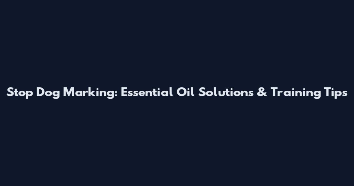 Stop Dog Marking: Essential Oil Solutions & Training Tips