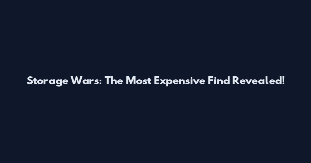 Storage Wars: The Most Expensive Find Revealed!