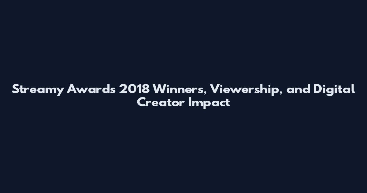 Streamy Awards 2018 Winners, Viewership, and Digital Creator Impact