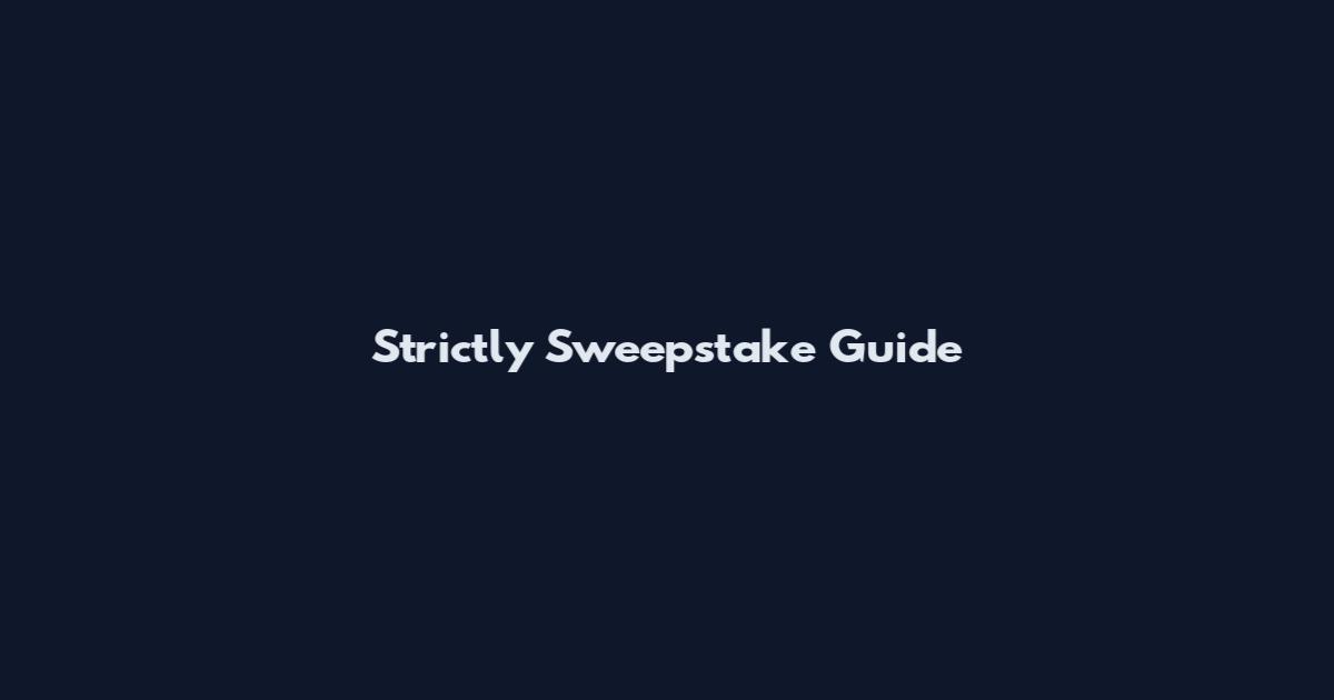 Strictly Sweepstake Guide
