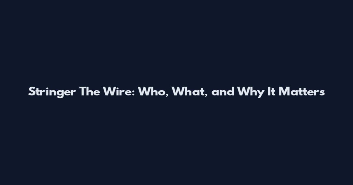 Stringer The Wire: Who, What, and Why It Matters
