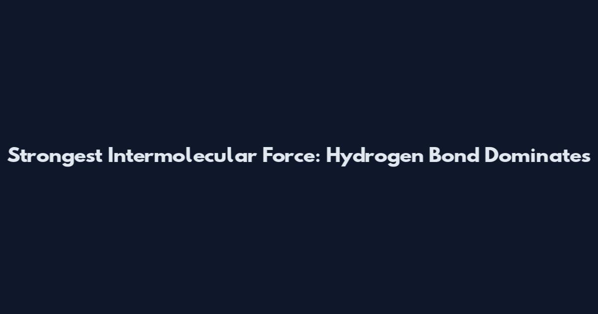 Strongest Intermolecular Force: Hydrogen Bond Dominates