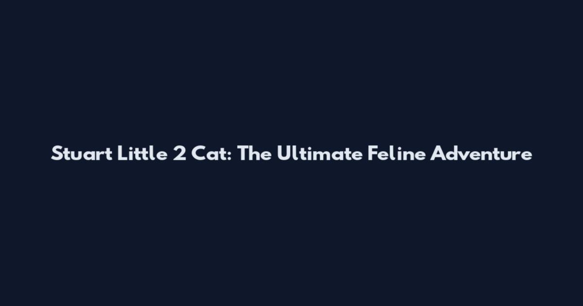 Stuart Little 2 Cat: The Ultimate Feline Adventure