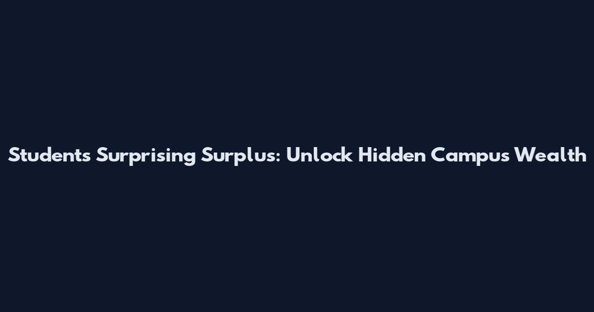 Students' Surprising Surplus: Unlock Hidden Campus Wealth