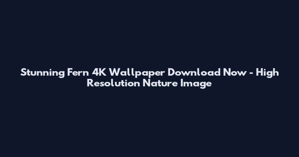 Stunning Fern 4K Wallpaper Download Now - High Resolution Nature Image