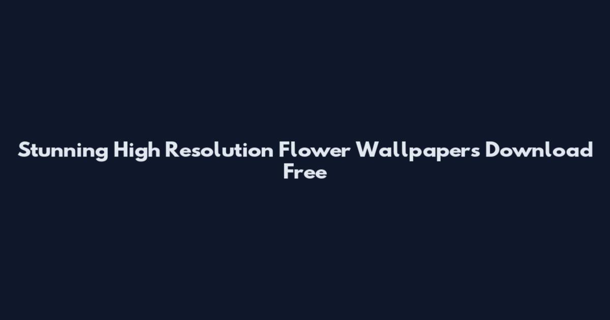 Stunning High Resolution Flower Wallpapers Download Free
