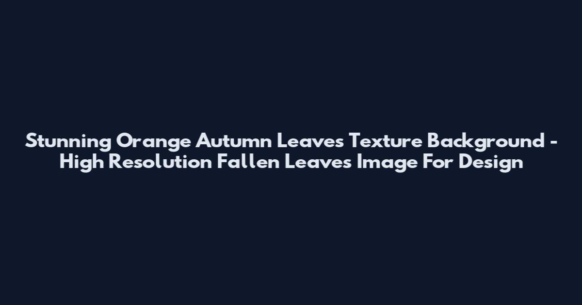 Stunning Orange Autumn Leaves Texture Background - High Resolution Fallen Leaves Image For Design