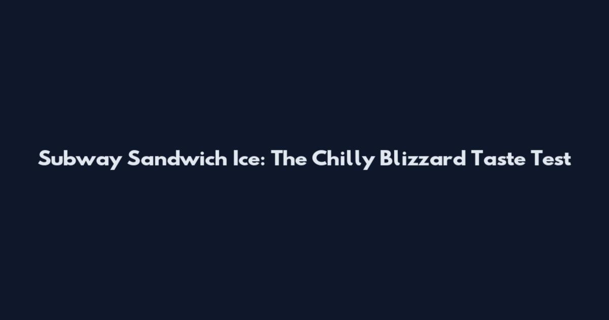 Subway Sandwich Ice: The Chilly Blizzard Taste Test