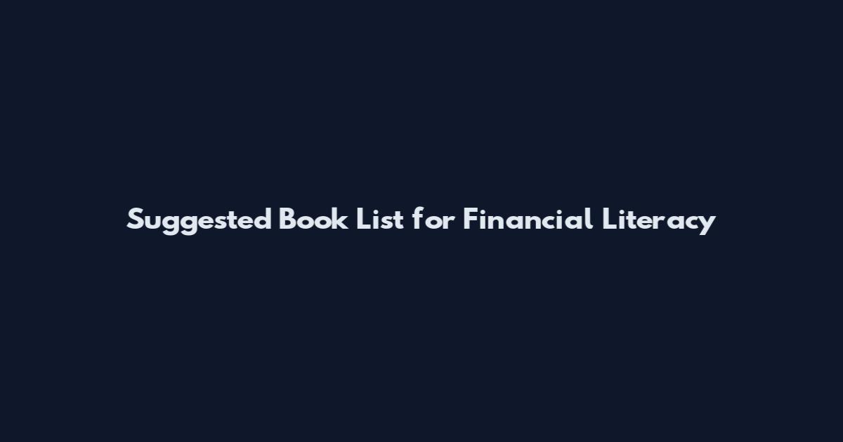 Suggested Book List for Financial Literacy