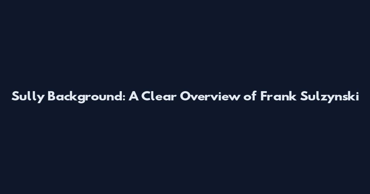 Sully Background: A Clear Overview of Frank Sulzynski