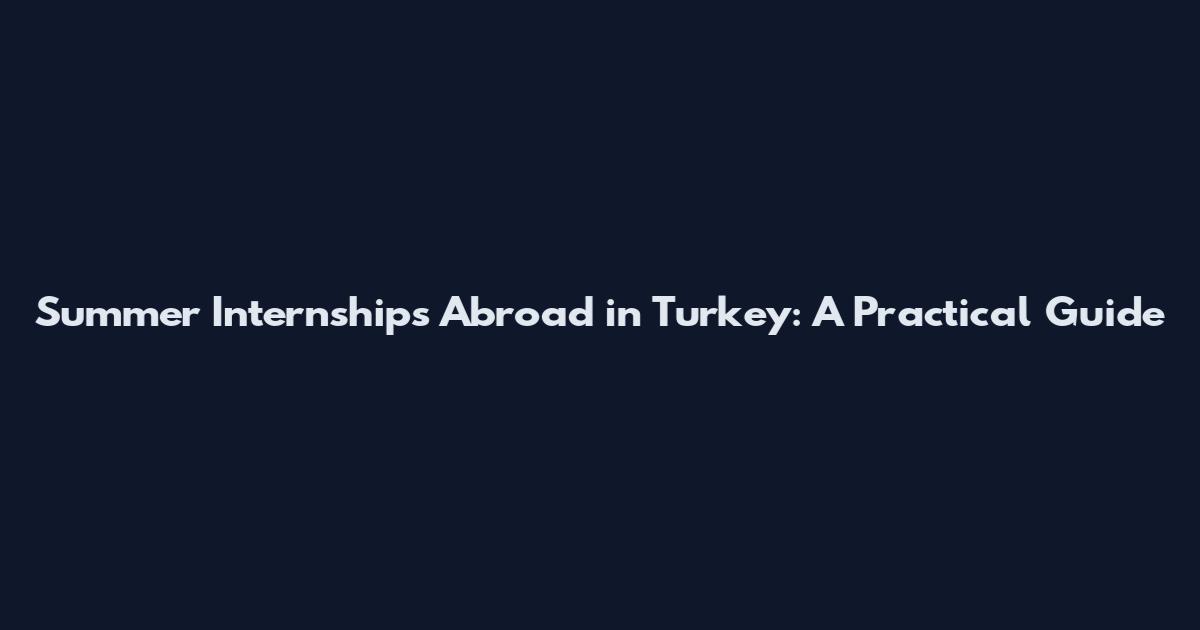 Summer Internships Abroad in Turkey: A Practical Guide