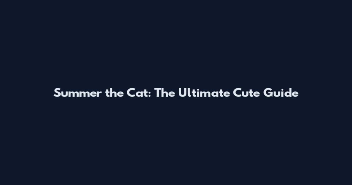 Summer the Cat: The Ultimate Cute Guide