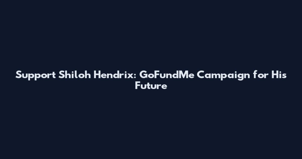 Support Shiloh Hendrix: GoFundMe Campaign for His Future